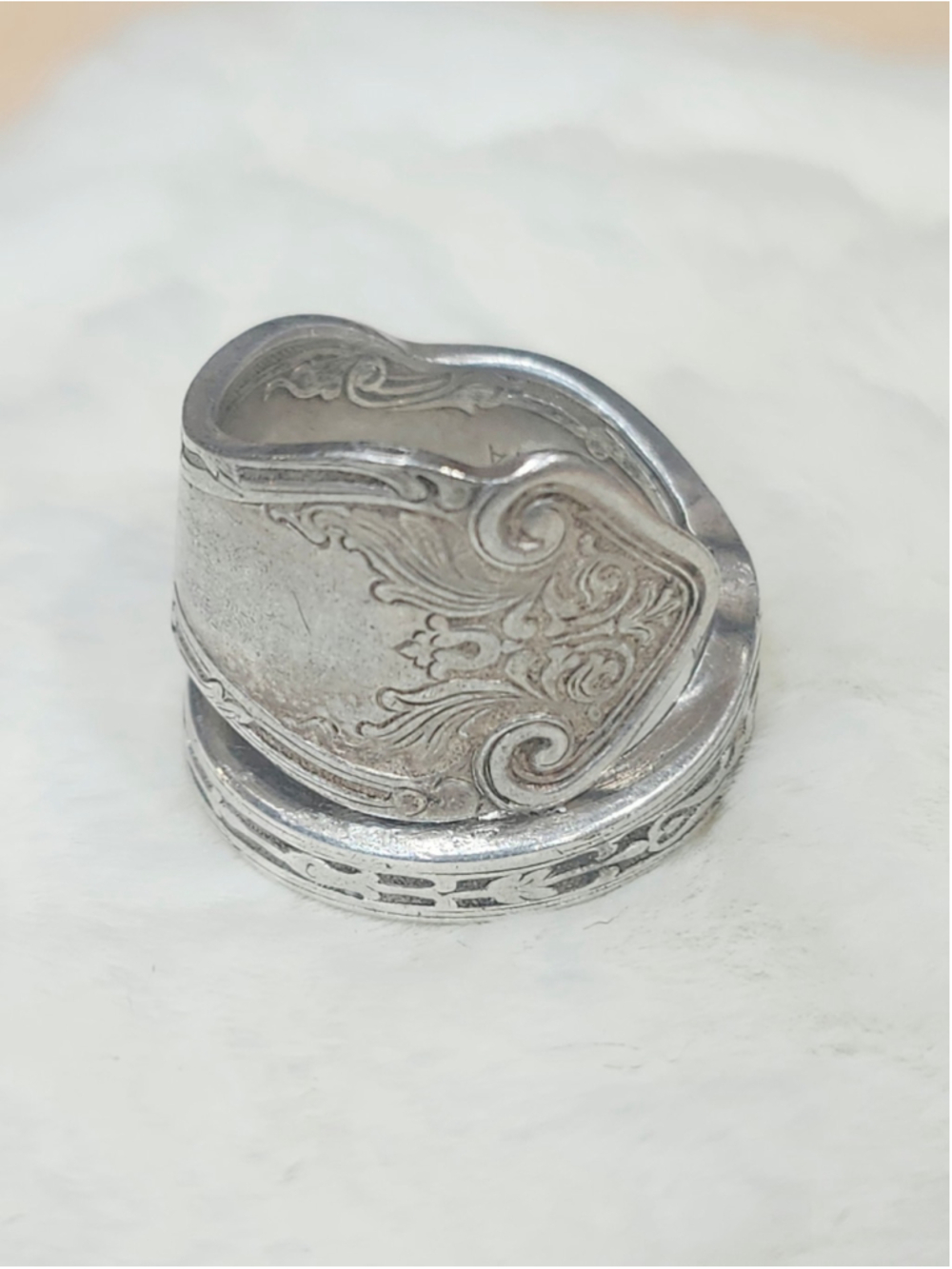Vintage Spoon Wrap Ring Silver Plated Band Size 8 silverwear jewelry